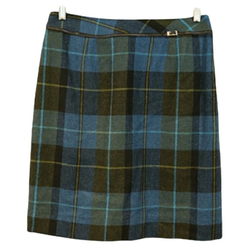 Worthington Petite Green Classic Plaid Pencil Skirt 10P